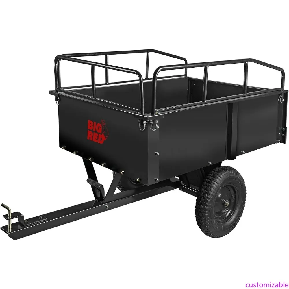 

Heavy-Duty Steel Dump Trailer for Lawn Mower, 750lb Load Capacity, 12 Cubic Feet, with Removable Sides and 16-Inch Tires