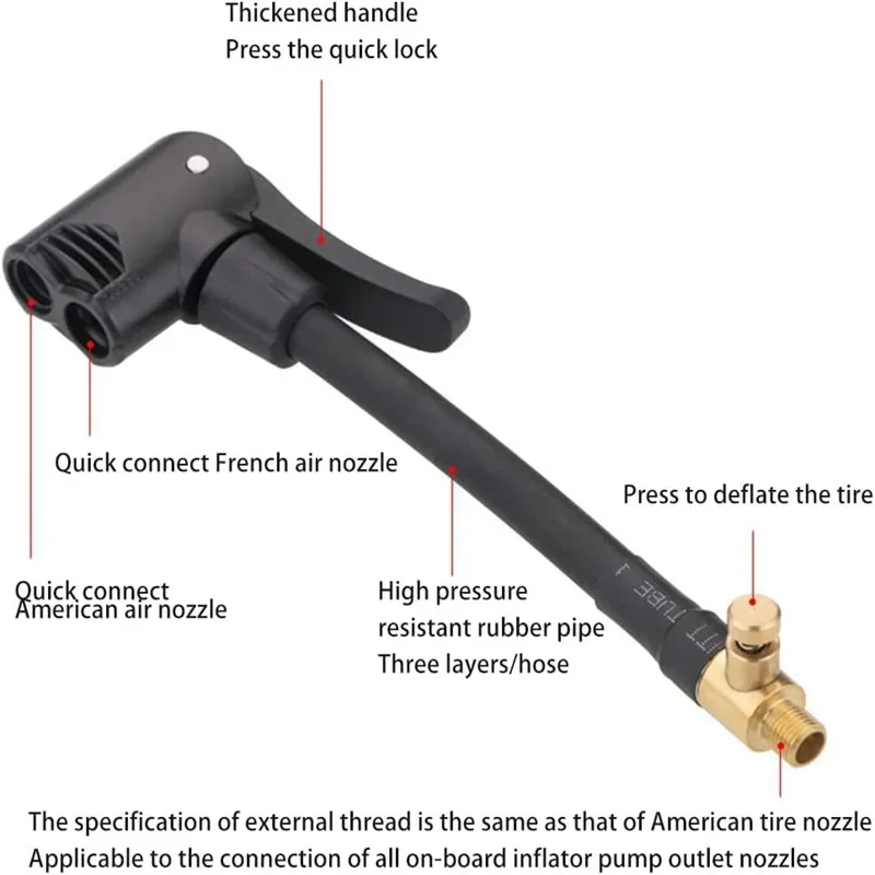 Hose inflator electric pump air pump extension tube nozzle adapter car tire extension hose
