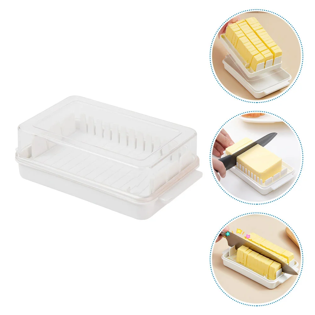 

Holder Butter Cutting Box Food Containers with Lids Household Storage Tableware Keeper White Pp Cheese