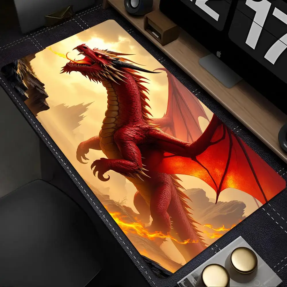Red giant dragon playmat Mouse Pad rubber anti-slip base Desk Mat gamer pc accessories Gaming mat keypad expansion mousepad view 6