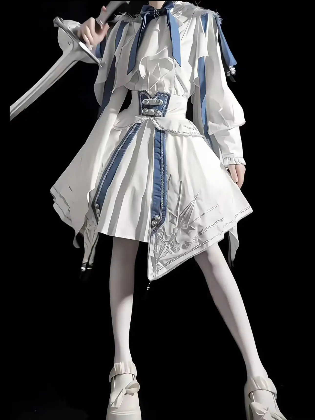 

Original Starlight Knight Cosplay Costume Girls White Blue Street Lolita Dress Halloween Event COS Suit Top Shirt Skirt Set Cute