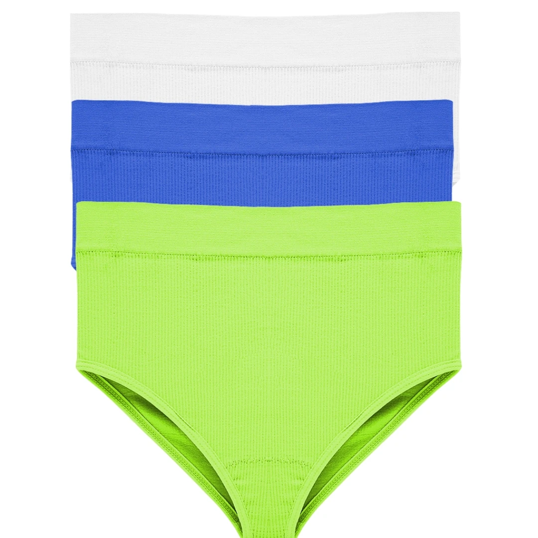 Mid-Waist plus Girls Hip Triangle Shorts Seamless Threaded 3 peças de calcinhas femininas de algodão sem costura