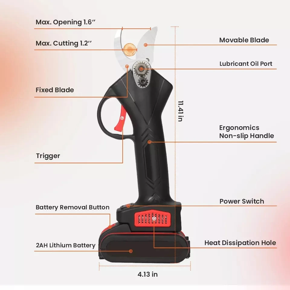 Garden Scissors Cordless Electric Pruner 25mm Electric Pruner Rechargeable Worx Battery Pruning Shears Garden Cutter Power Tools