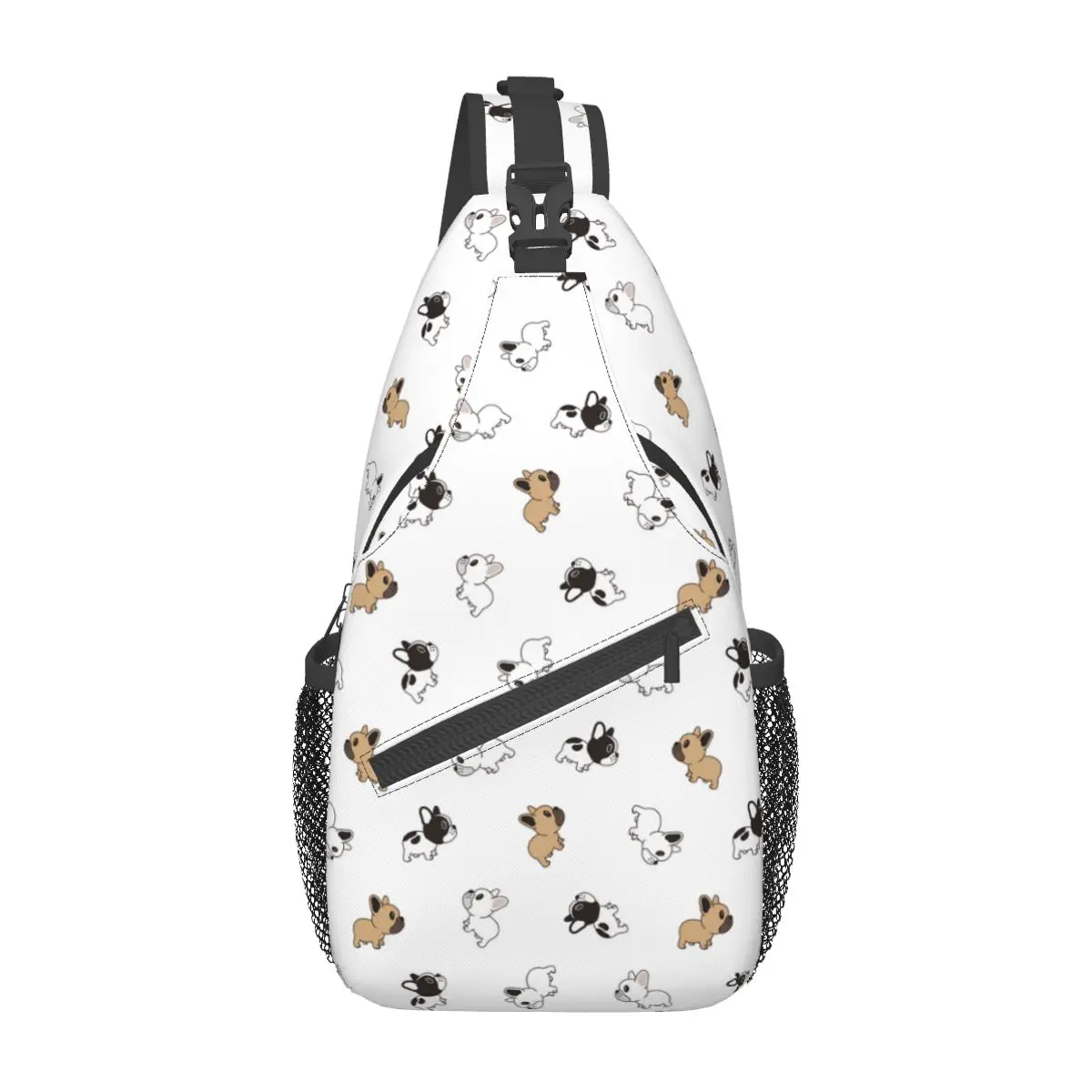 Mochila de hombro cruzada para el pecho, morral con patrón de animales, bonito perro Bulldog, mochila de viaje para senderismo