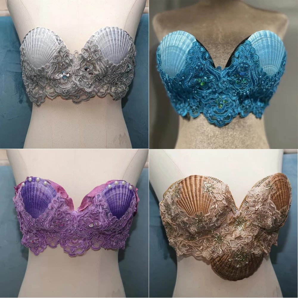Shell Bikini Top with An Ocean Vibe, Natural Scallop Cups, Paired with A Mermaid Tail, Perfect for Pool or Beach Vacations
