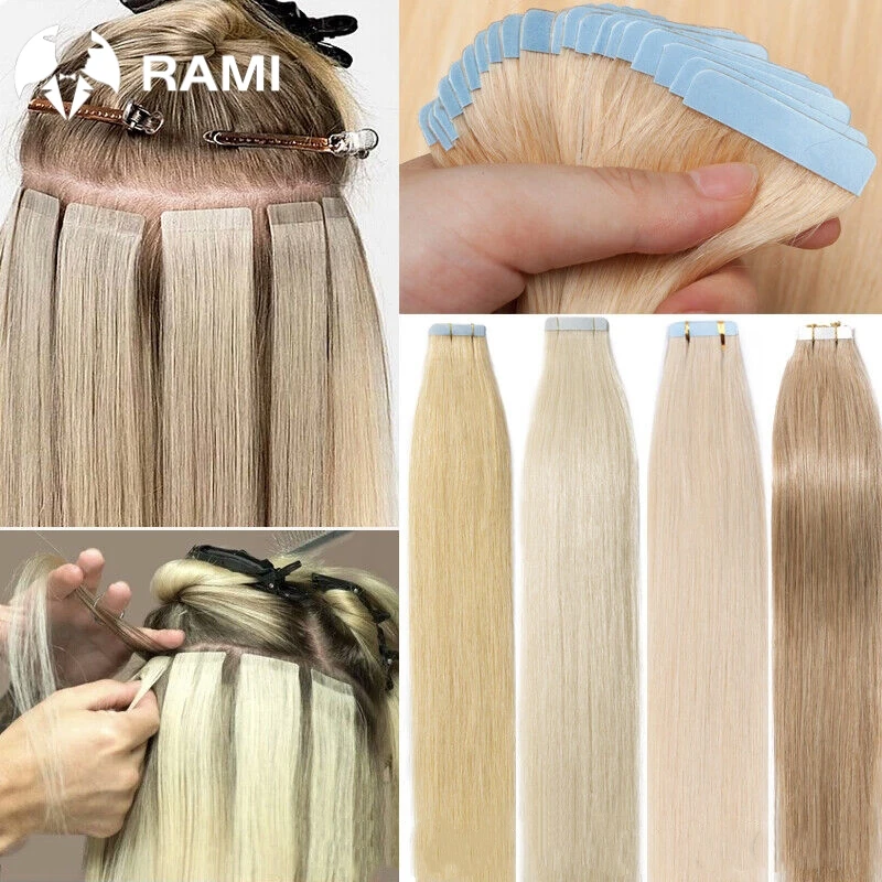 Extensiones de Cabello con cinta para mujer, Extensiones de Cabello 100% humano, 20 piezas, cápsulas de microenlace, cabello Natural