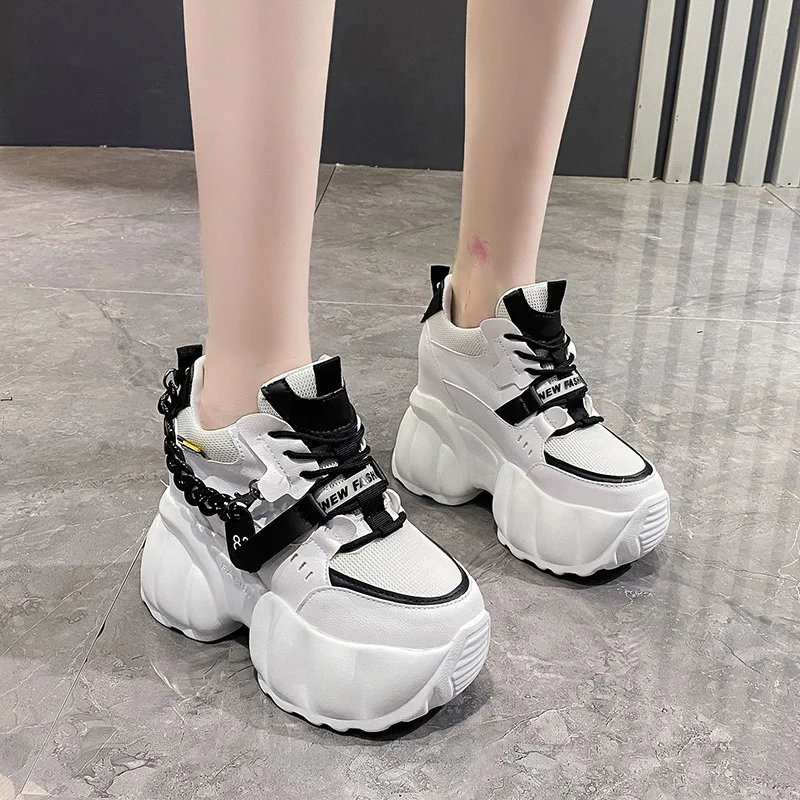 Platform Shoes Chains Women\'s Sneakers Heightened Breathable Casual Shoes Designer Shoes for Women Fashion Thick-soled Sneakers