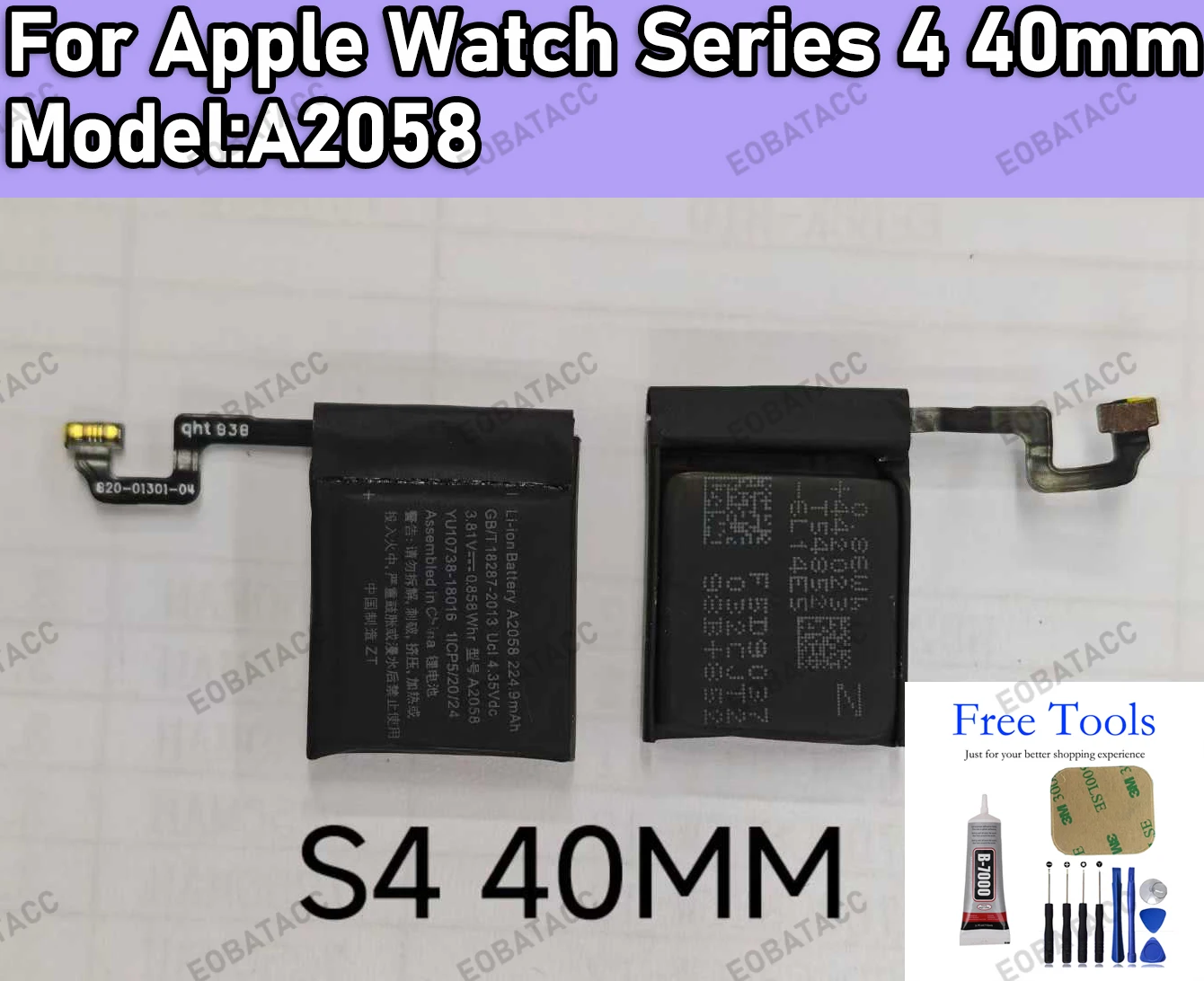 

100% New Zero Cycle A2058 Battery For APPLE WATCH 4 40MM iwatch4 40mm Batteries+Free Tools