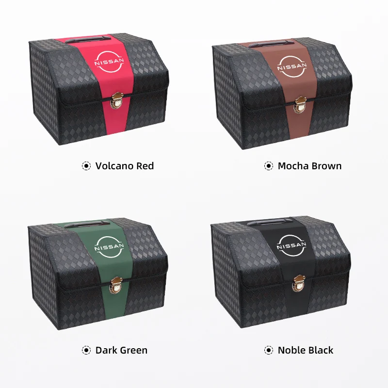 نيسان صندوق تخزين جلدي لصندوق السيارة قابل للطي منظم تلقائي حقيبة لنيسان قاشقاي جوك بولسار سينترا ألتيما باترول ميكرا روجو
