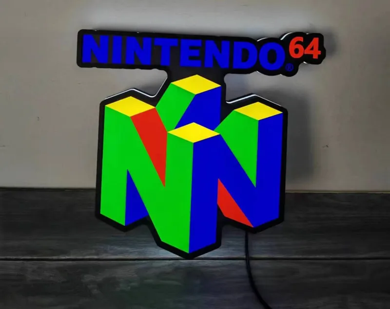 Classic Gaming LED Lightbox Custom Nintendo 64 Game Console Logo Night Lights Desk Light Perfect gift for Gaming Room