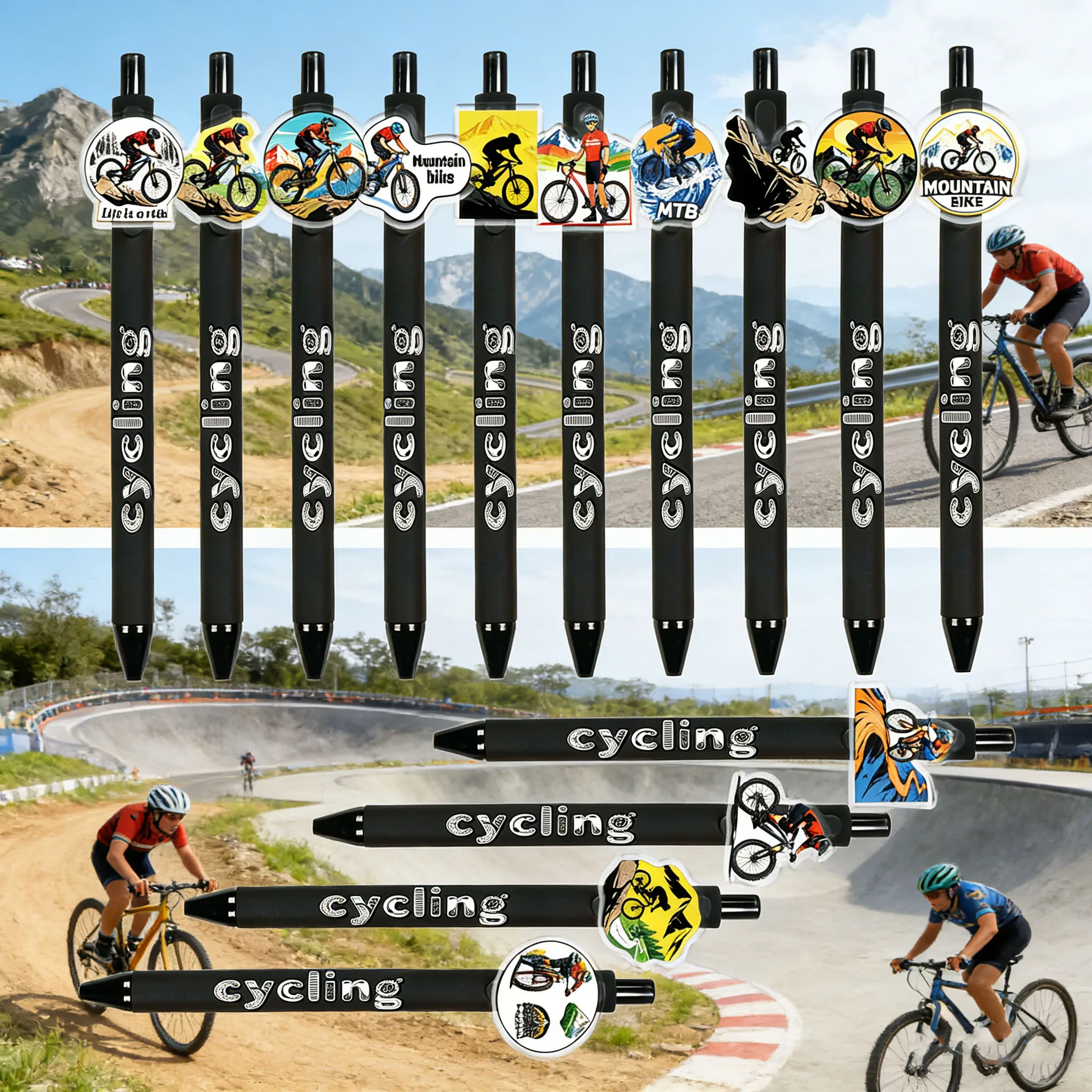 

9pcs/14pcs Outdoor Cycling Theme Ballpoint Pen Cycling Enthusiasts Exclusive Ballpoint Pen Collection Gift Pen