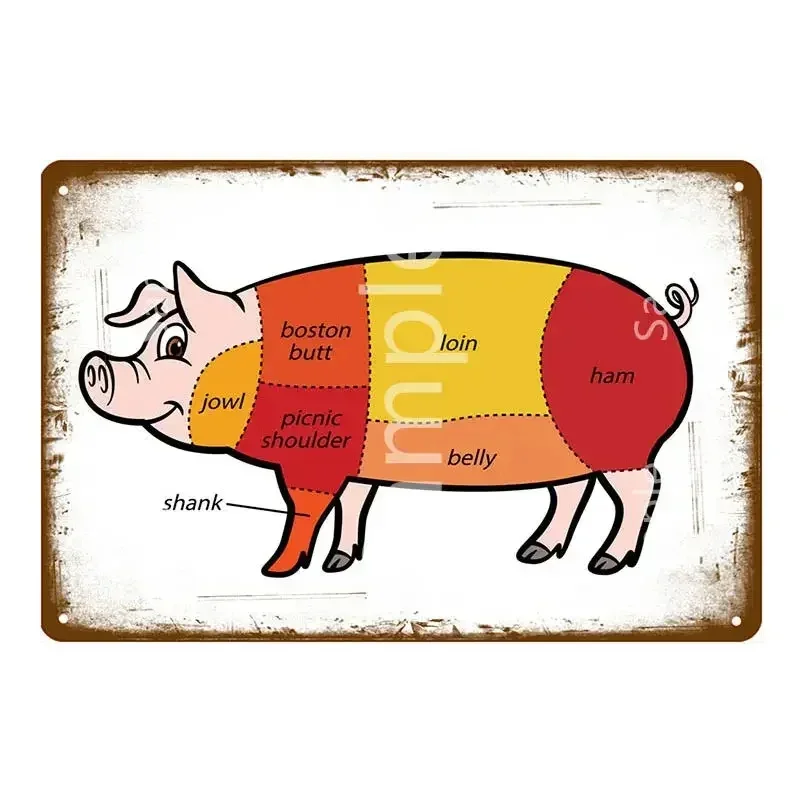 etall Zeichen Meat Sammlung Zinn Zeichen Retro Malerei Wandtafel Küche Restaurant Wohnkultur Wandbild