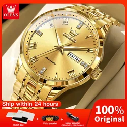 OLEVS 7062 Mens Watch Luxury Original Business Brand Mechanical Watch Waterproof Watch For Men Date Week Display Mens Gifts 