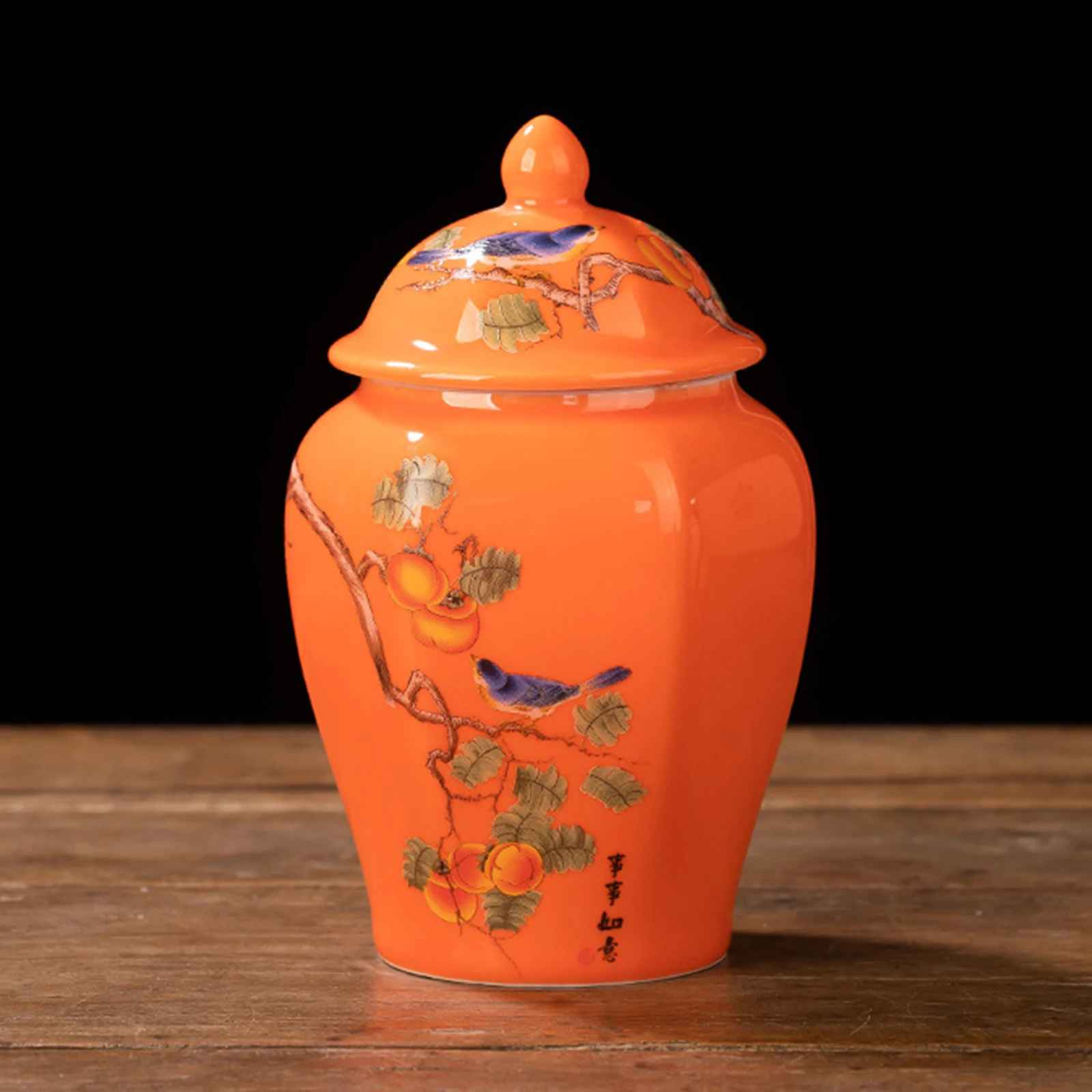 Ceramic Ginger Jar Gift Vintage Style with Lid Chinoiserie Chinese Vase for Home