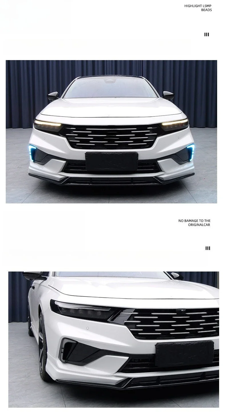 Car LED Daytime Running Lights Front Bumper Fog Lamp Modified Dynamic Turn Signal DRL 12V Daylight For Honda Accord 2025 2026 detail image 3