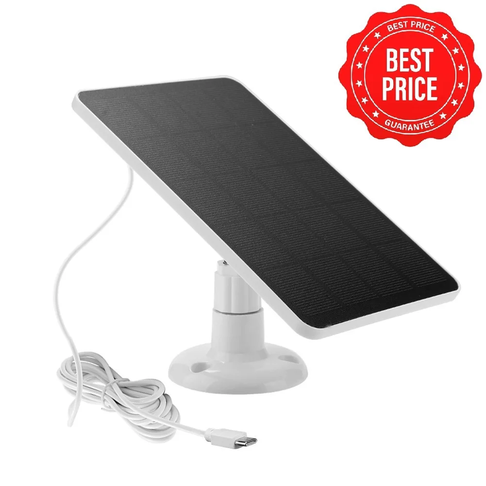 Monocrystalline 3W Outdoor Solar Panel Micro Type-C Port Solar Charger for Security Camera Small Household Lighting System
