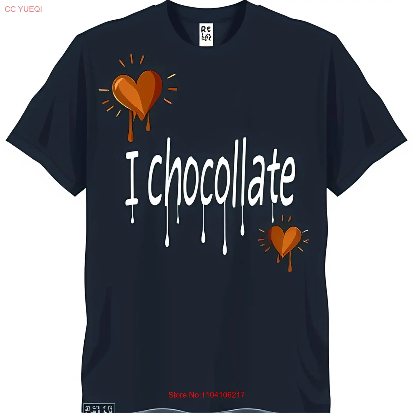 

Cool Black T-Shirt with 'I Chocolate' Drip Graphic & Heart Design