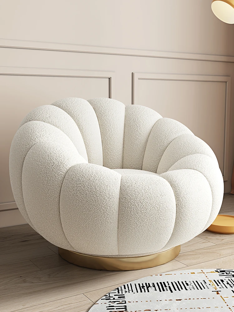 Lazy Sofa Lamb Wool Tatami Simple Modern Bedroom Balcony Sofa Chair Rotatable Pumpkin Sofa Comfortable Living Room Furniture