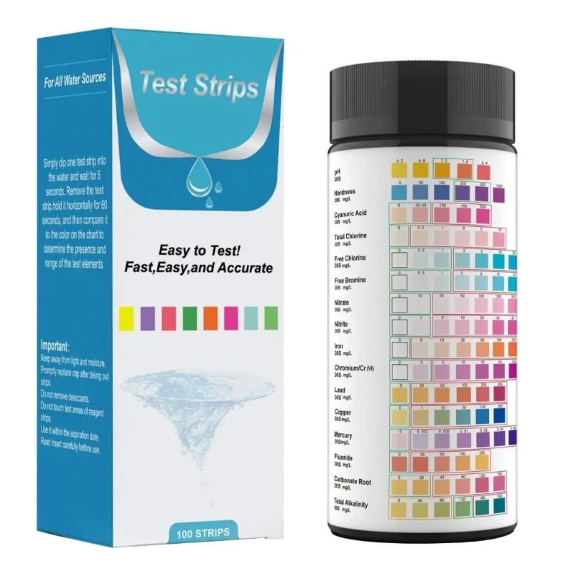 100Pcs 50/ 16-in-1 Water Quality Strips Test for Aquariums Pool