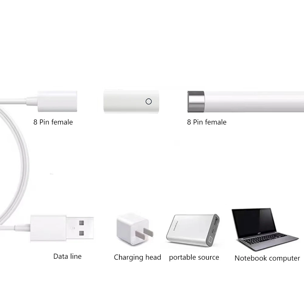 

Female To Female Data Cable Charging Adapter Accessories Touch Stylus Pen Power Connector Replacement Parts for Apple Pencil 1/2