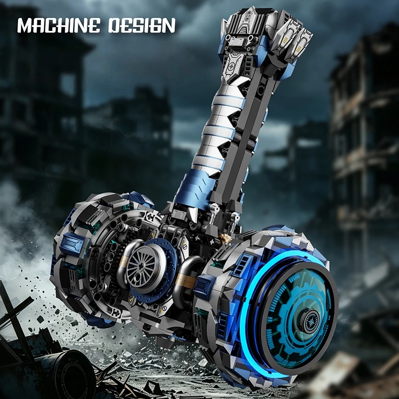 2026 NEW Mechanical Thunder Hammer Building Blocks Set with Light STEM Brick Model Kit DIY Desktop Ornament  Birthday Gifts Toy view 5