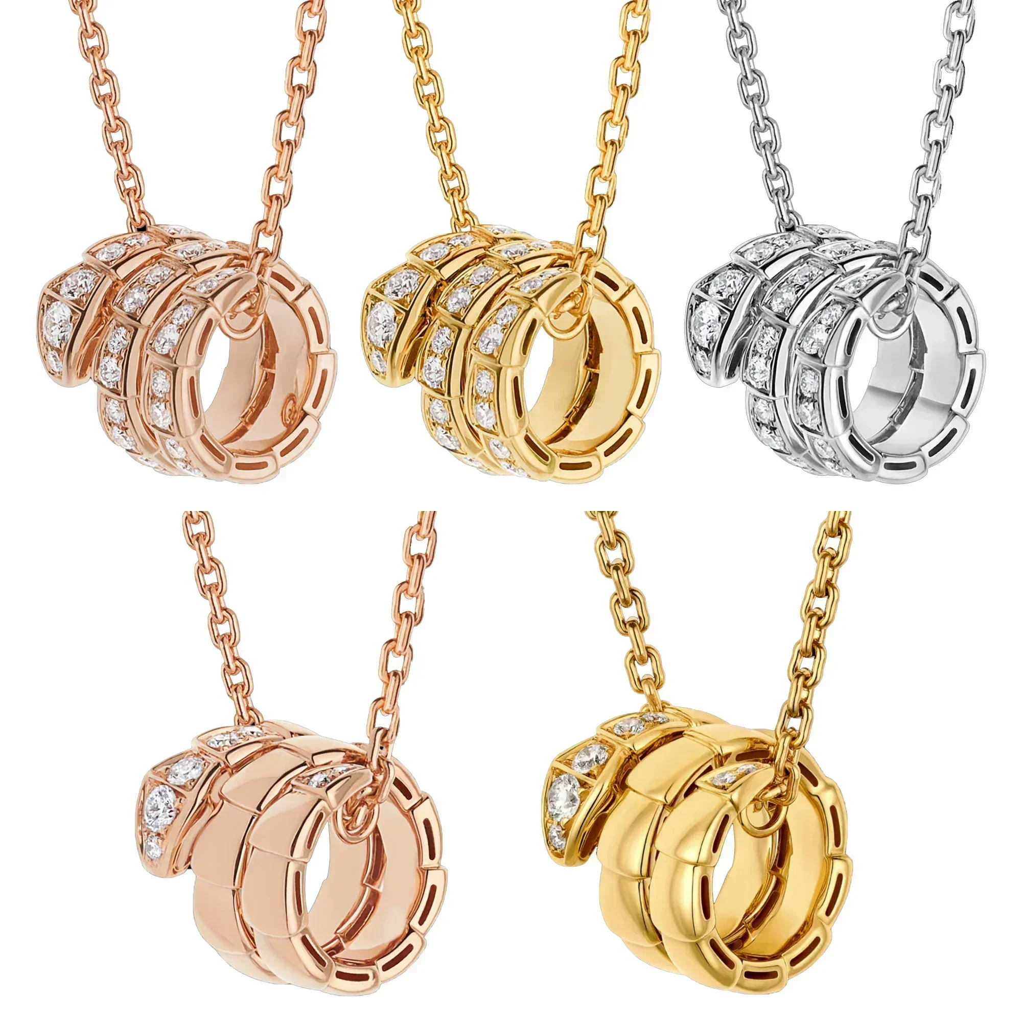 

High Quality S925 Sterling Silver Popular Snake Shape Pavé Diamond Pendant Women's Necklace, Fashionable, Charming And Noble