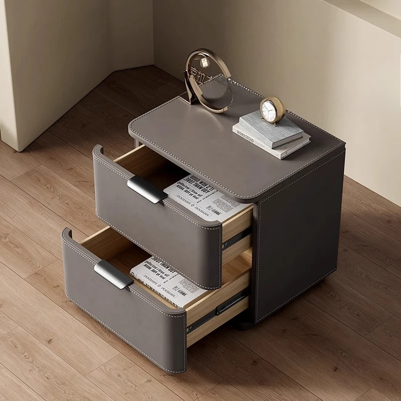 Multifunctional Economic Comfortable Trendy Luxury Nightstand Aesthetic Drawers Modern Nordic Minimalist Bedroom Furniture