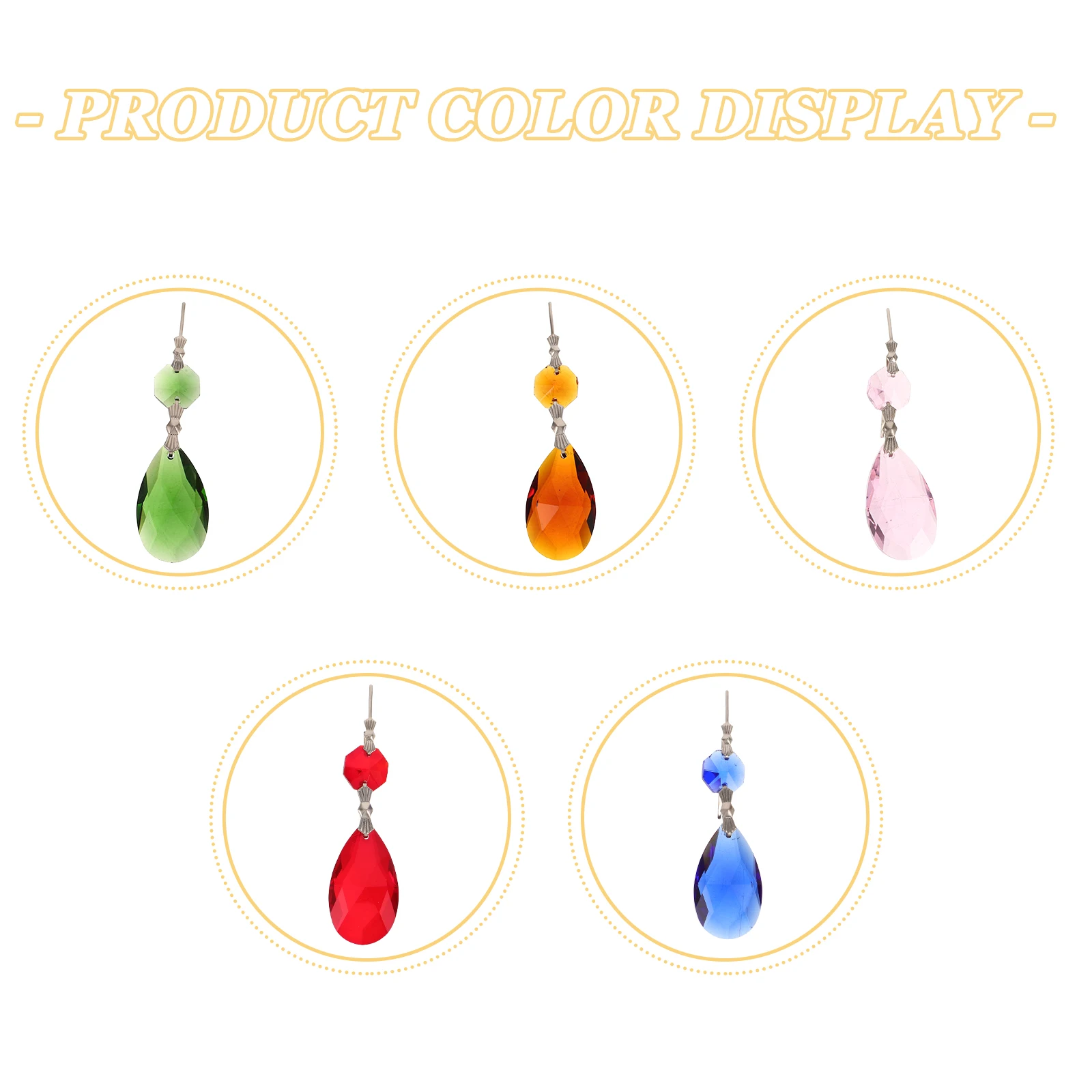 5 قطعة المنشور المعلقة الدمعة الملونة خرز كريستالي لنافذة الثريا مصباح السقف زينة المعلقات الإضاءة المنزلية