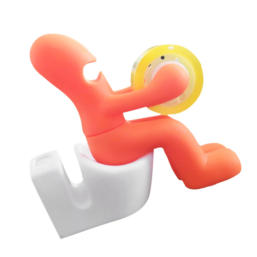 Creative Toilet Shaped Tape Dispenser Little Men Design for Office School Stationery Supplies Plastic Anti Drop Cute