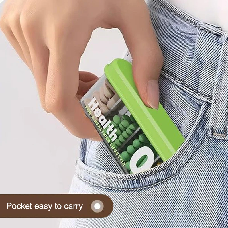 1PCS Small Pill Case, Portable Pill Organizer, Pill Container For Pocket 4 Compartments, Daily Compact Travel Medicine Holder