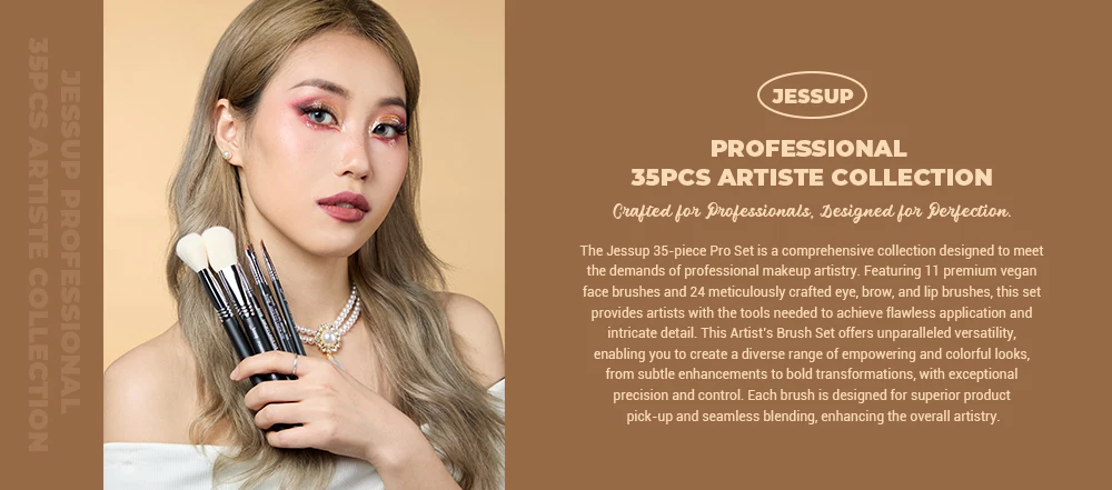 Jessup Makeup Brushes Set Professional 35pcs Premium Synthetic Labeled Make up Brush for Foundation Eyeshadow Concealer Contour