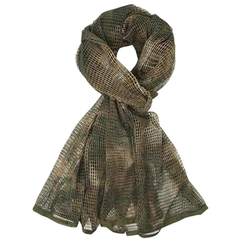 Camouflage Netting Scarf Sniper Veil Camo Mesh Face Scarf Veil Shemagh Head Wrap for Outdoor Camping Hiking Hunting Shooting