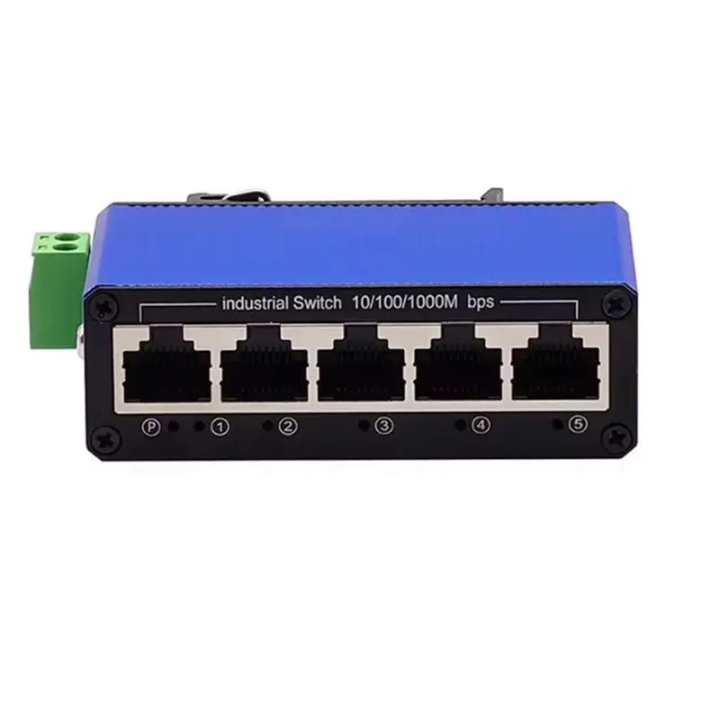 

Промышленный 5-портовый гигабитный Ethernet-коммутатор для монтажа на DIN-рейку с портами RJ45 10/100/1000M