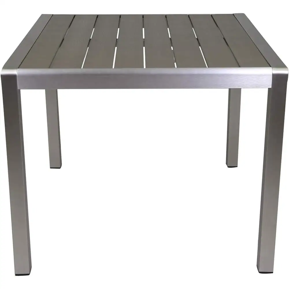 Square Outdoor Dining Table Anodized Aluminum Faux Wood Top Patio Table Hand-Crafted Features Dining Furniture Garden Terrasse image 6