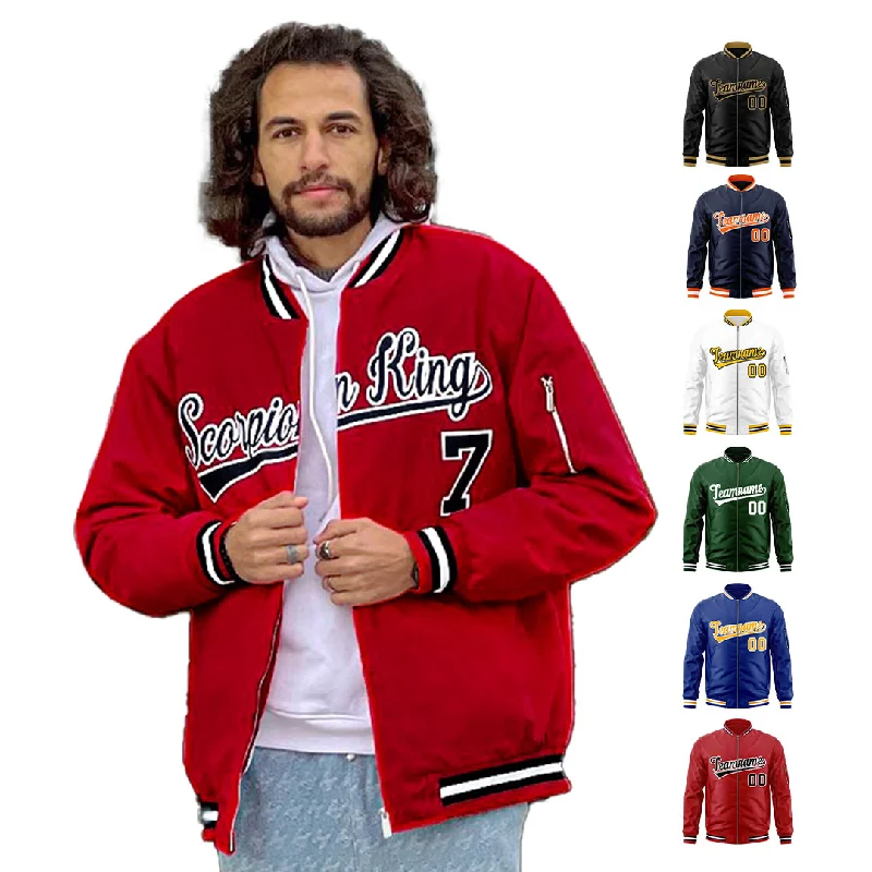 

Winter Plus Size Baseball Team Mens Motorcycle Jacket Custom Coats Embroidery Lettermen Jacket for Man