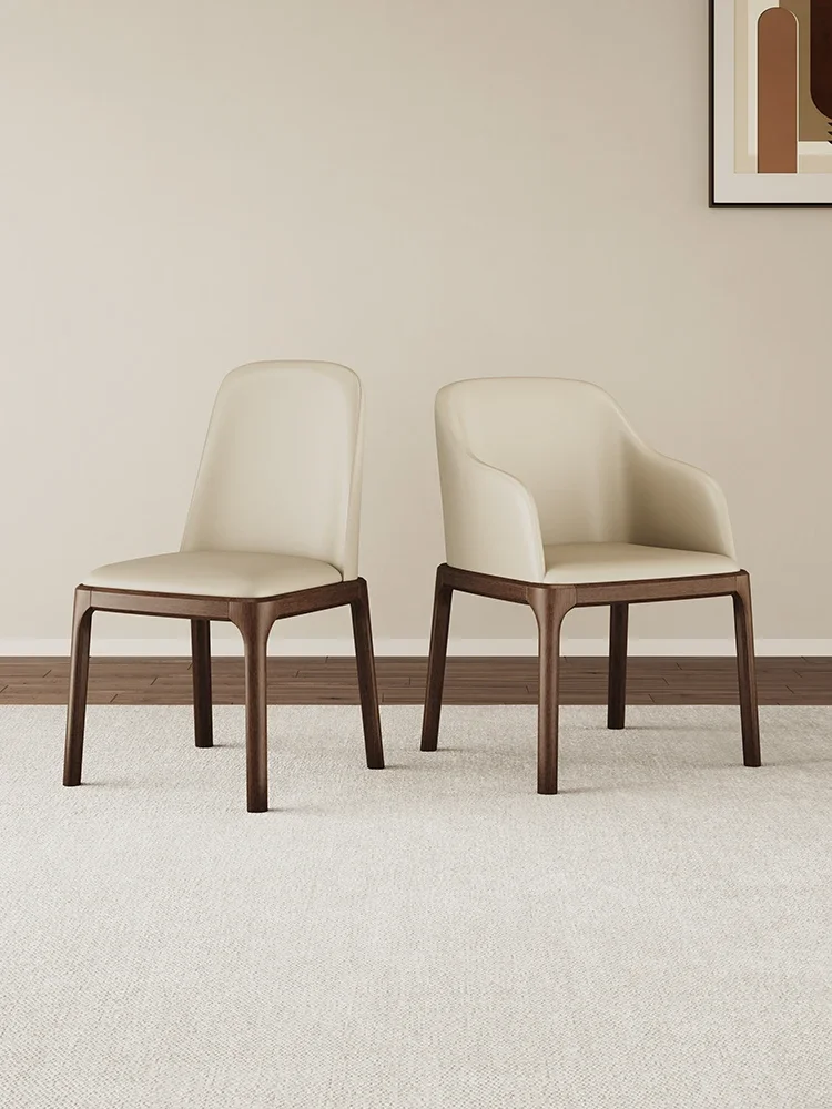 

Modern simple solid wood dining chair small apartment household soft bag back chair