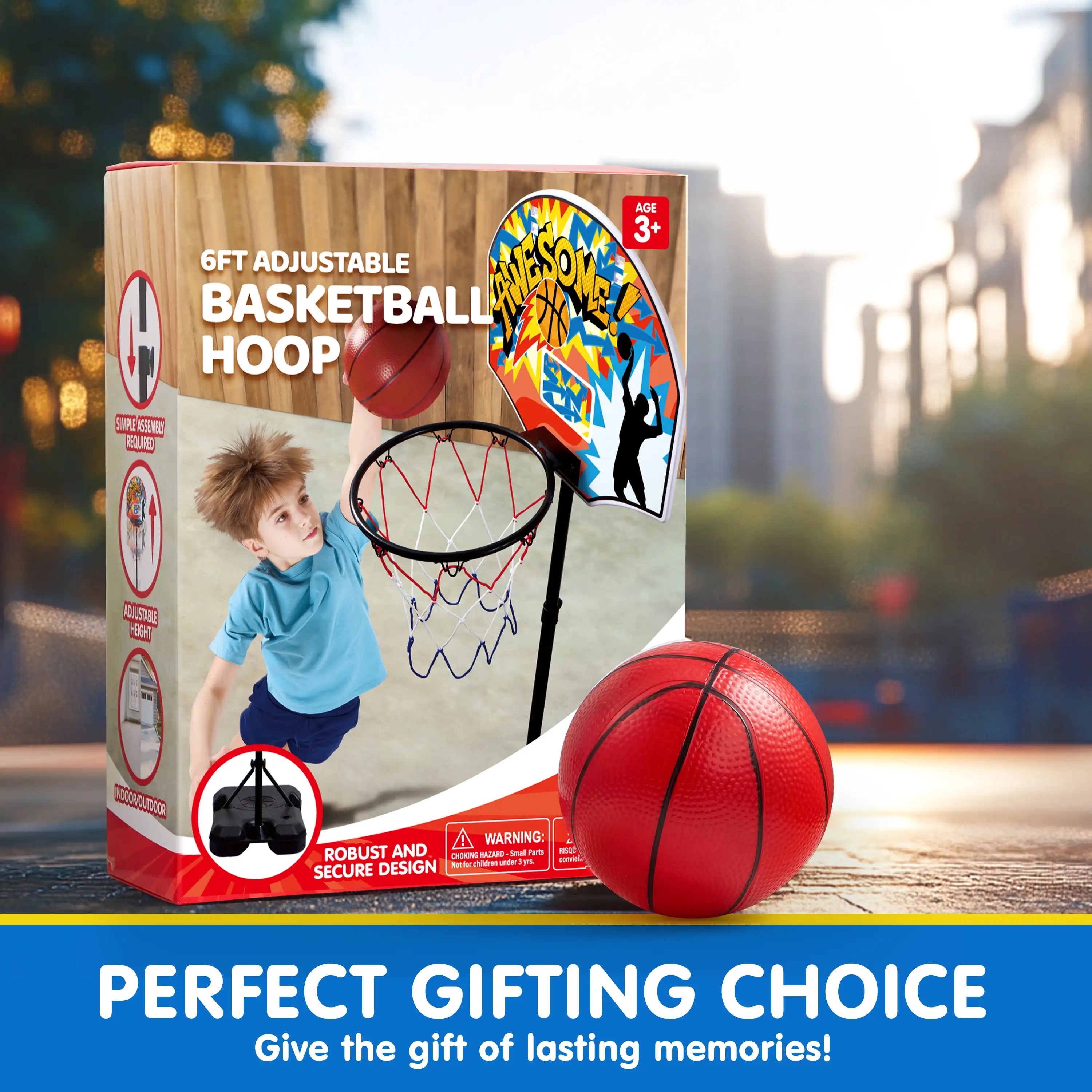JOYFY Canestro da basket per bambini regolabile da 2,8-6,2 piedi con 4 palline Set da gioco per palla da basket per interni ed esterni per ragazzi e ragazze
