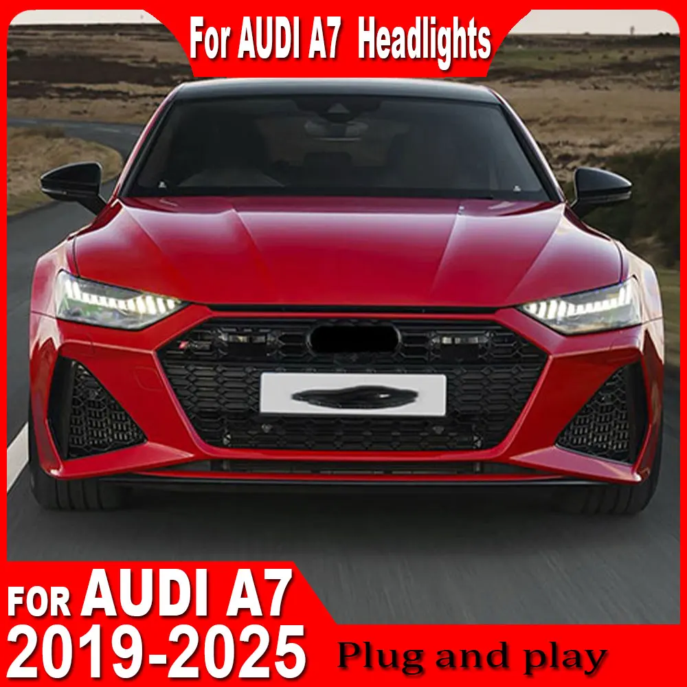 Car LED Headlight For Audi A7 2019 2020 2021 2022 2023 2024 2025 2026 A7L Modified Front LED DRL Headlamp Assembly Plug And Play