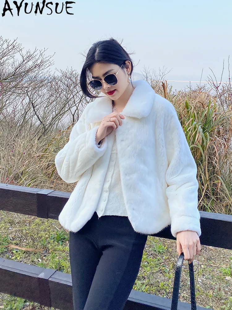 AYUNSUE Luxury Whole Mink Fur Jacket Woman Natural Min Fur Jacket for Woman Clothes High Quality New in Outerwears Кофта С Мехом