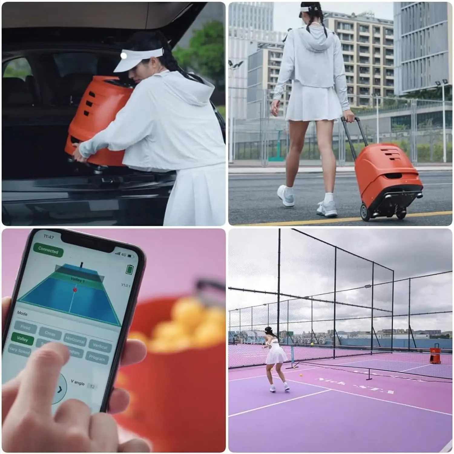 جهاز تدريب التنس المحمول الأوتوماتيكي مع جهاز تحكم عن بعد باللون الأحمر للتمرين والمتعة #2