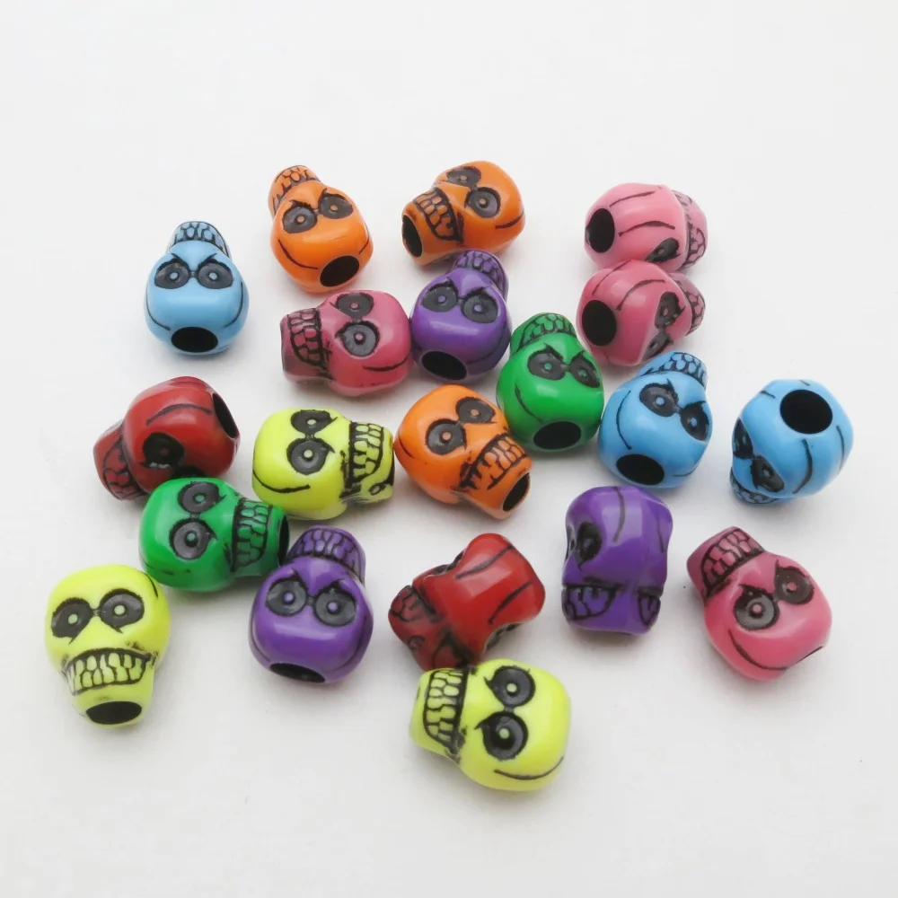 20pcs/Pack Halloween Skull Beads Acrylic Big Hole hair braid dreadlock beads DIY Jewelry Bracelet Necklace Accessories