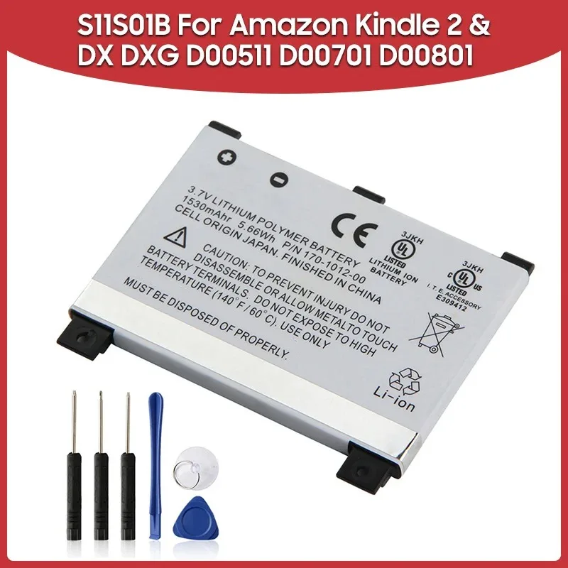 Сменный аккумулятор премиум-класса S11S01B 1530 мАч для Amazon Kindle 2 и Kindle DX DXG D00511 D00701 D00801 170-1012-00 с длительным сроком службы