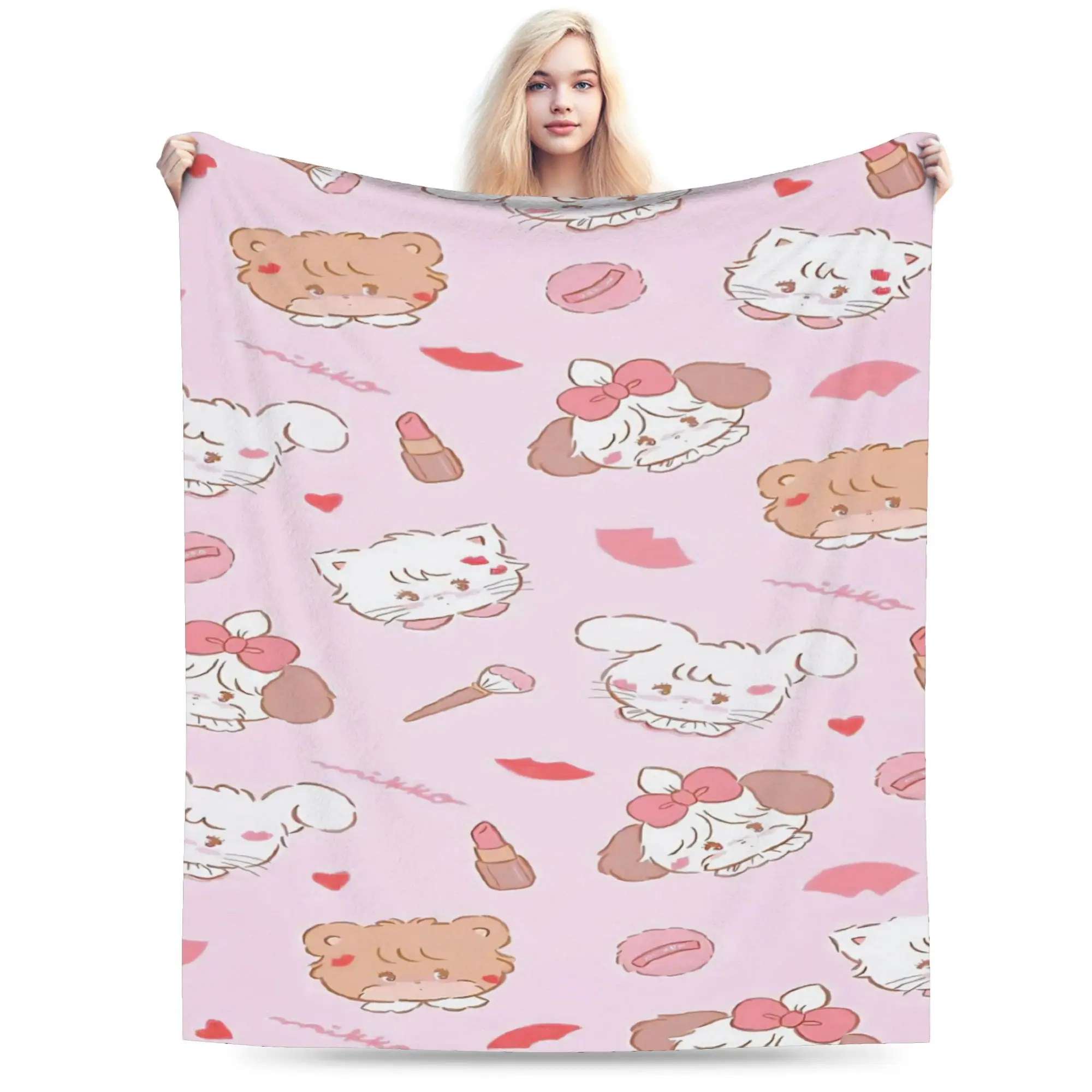 pink cartoon Mikko Mousse  Blanket Multi-size Soft and Lightweight  Throw Blankets for Couch Sofa and Bed