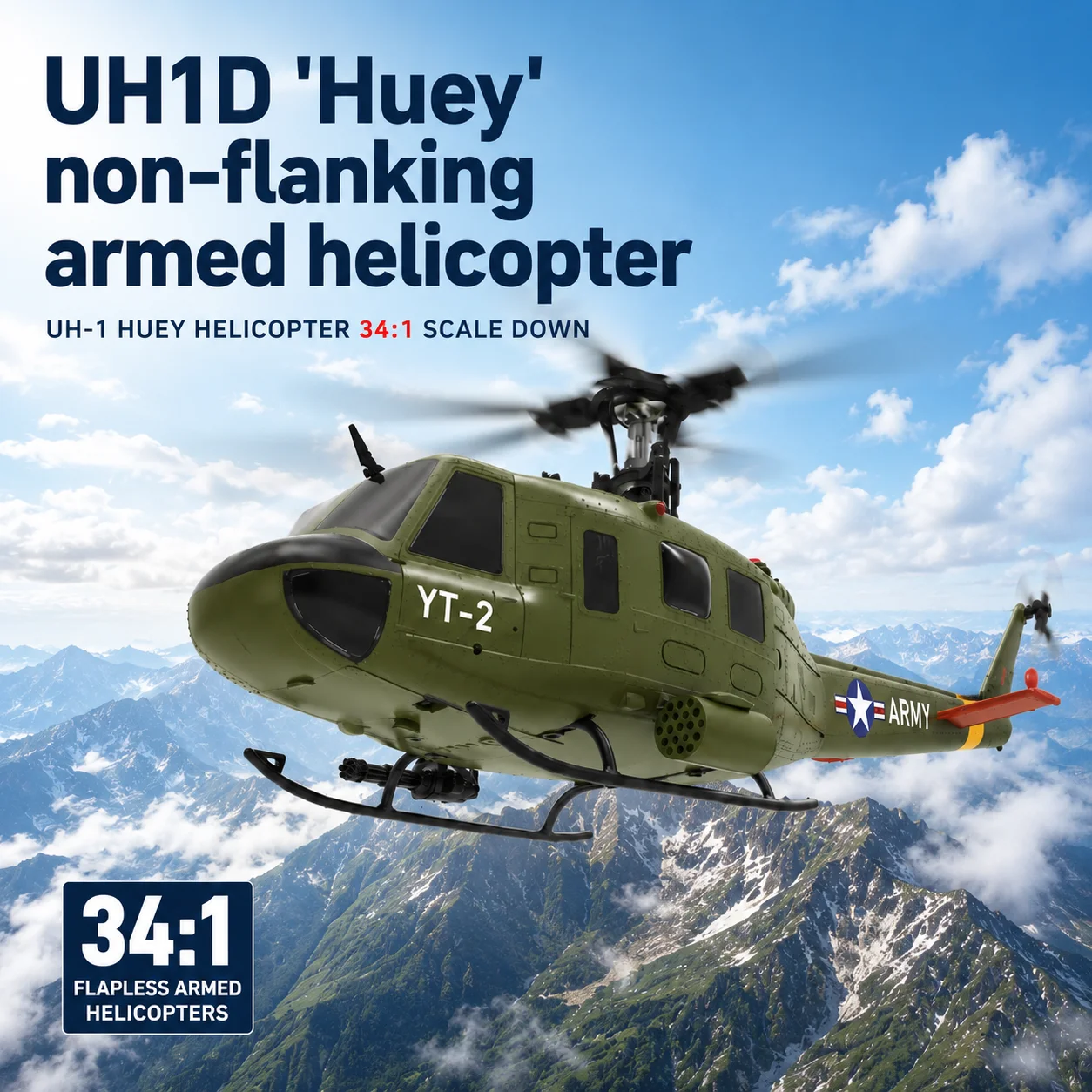 YUXIANG F07 UH- Huey Scale RC Helicopter Optical Flow Positioning Aerobatic Realistic Scale Model Aircraft
