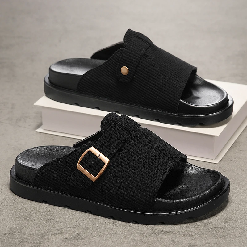 2026 Zuecos de Corcho para Hombre y Mujer, Sandalias Ajustables con Empeine Abierto y Plantilla Confortable, Calzado de Casa para Interiores