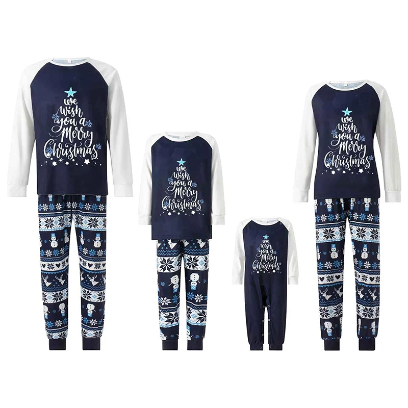 

Family Matching Christmas Pajamas Set Romper Long Sleeve Letter Print Tops and Striped Pants Suit for Kid Dad Mom Sleepwear