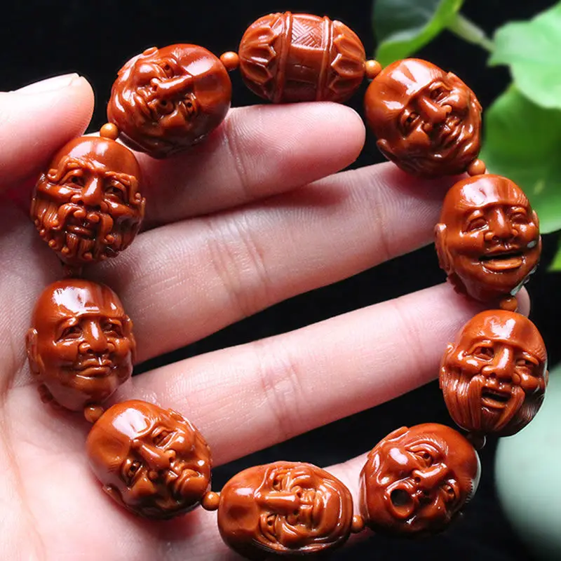 Boutique Must Be Double-Sided Eighteen Disciples of Buddha 1.9 Seeds Olive Nut Bracelet Pieces Hand Carved