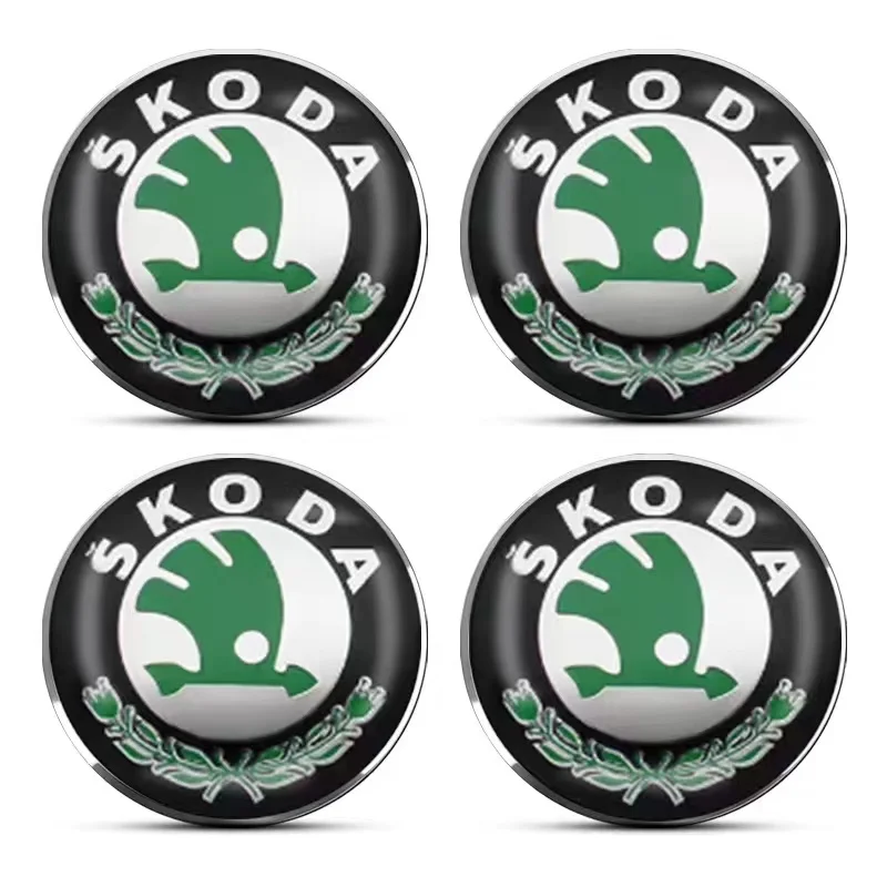 4pcs 56mm Car Emblem Wheel Hub Caps Center Cover Sticker Decoration For Skoda Octavia Superb Rapid Kodiaq Karoq Fabia Roomster