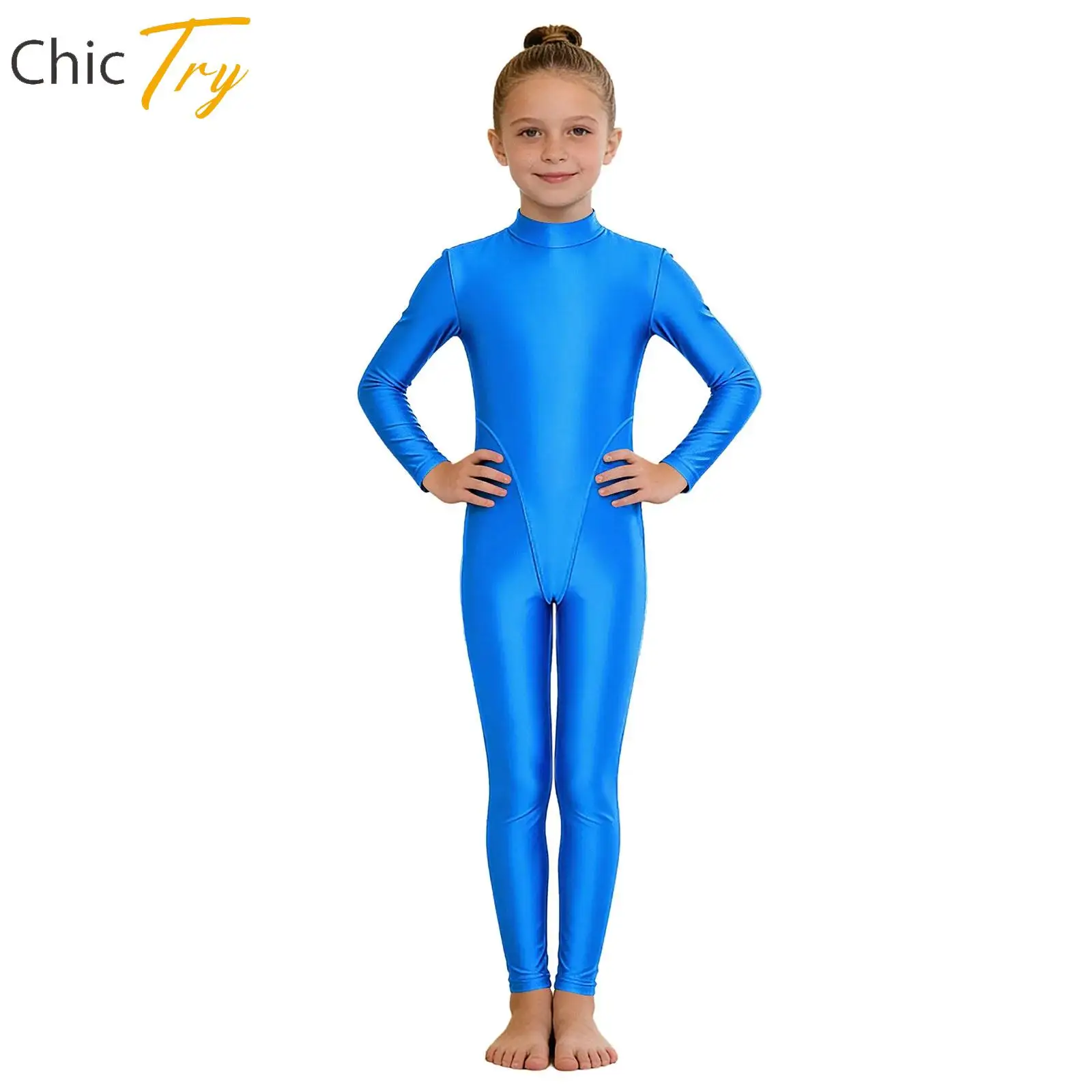 بدلة رقص الجمباز للأطفال البنات بأكمام طويلة لامعة بدلة رقص الباليه ملابس تدريب