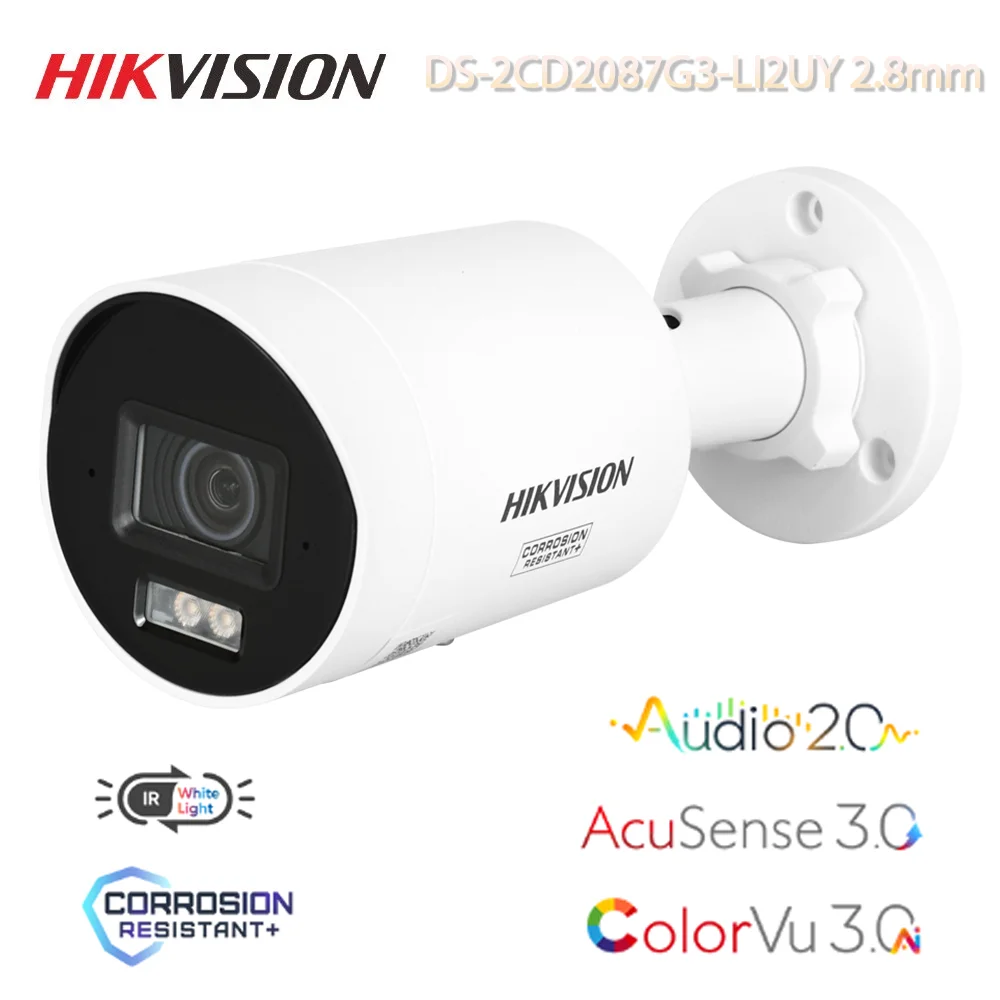 

Hikvision 4K 8 MP Colorvu Acusense Smart Hybrid Light Mini Bullet Outdoor IP Security Camera Dual MIC Anti-corrosion IP67 WDR